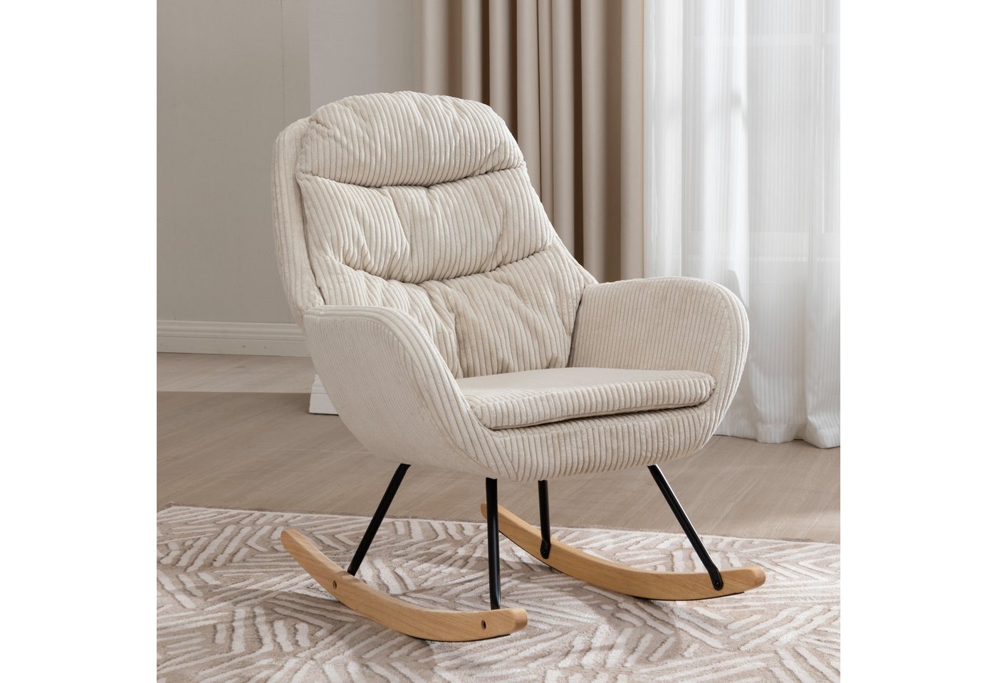HAUSS SPOLE Schaukelstuhl mit Rückenlehne, Metallgestell für Schlafzimmer Cordstoff Beige HAUSS SPOLE Schaukelstuhl mit Rückenlehne, Metallgestell für Schlafzimmer Cordstoff Beige von HAUSS SPOLE