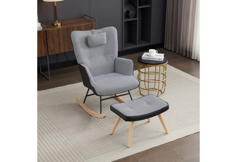 HAUSS SPOLE Schaukelstuhl mit Seitentasche, Fußstütze und Kopfstütze, Wohnzimmer Sessel (Schwingsessel,Schaukelsessel,Relaxsessel, 2 St), mit Seitentasche, hohe Elastizität kissen, Fußstütze und Kopfstütze von HAUSS SPOLE