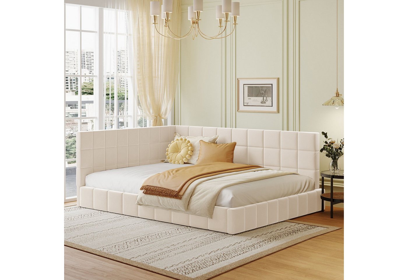 HAUSS SPOLE Schlafsofa 140*200 Multifunktionsbett mit Lattenrost aus Samtstoff Beige, Die Rückenlehne kann je nach Platzbedarf nach links oder rechts verändert werden HAUSS SPOLE Schlafsofa 140*200 Multifunktionsbett mit Lattenrost aus Samtstoff Beige, Die Rückenlehne kann je nach Platzbedarf nach links oder rechts verändert werden von HAUSS SPOLE