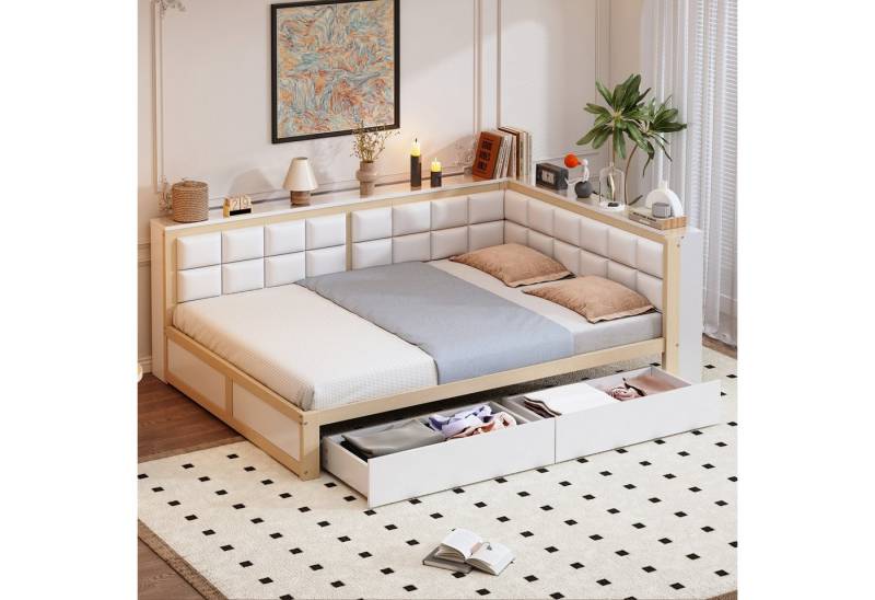 HAUSS SPOLE Schlafsofa 140 x 200 cm, mit Rückenlehne, Stauraum und Schubladen, Holzfarbe HAUSS SPOLE Schlafsofa 140 x 200 cm, mit Rückenlehne, Stauraum und Schubladen, Holzfarbe von HAUSS SPOLE