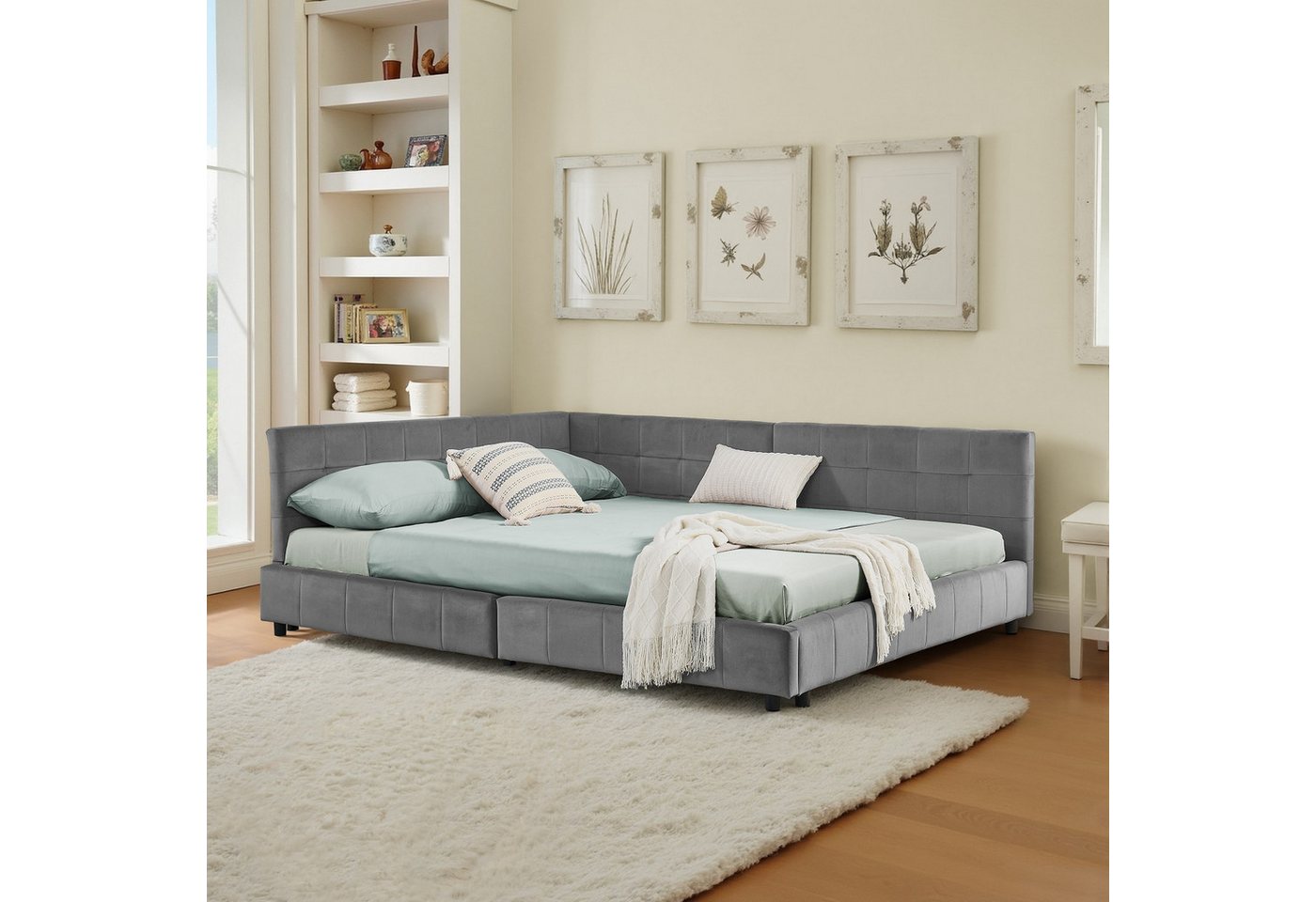 HAUSS SPOLE Schlafsofa 140×200 Polsterbett ohne Matratze Jugendbett mit hoher Rückenlehne von HAUSS SPOLE