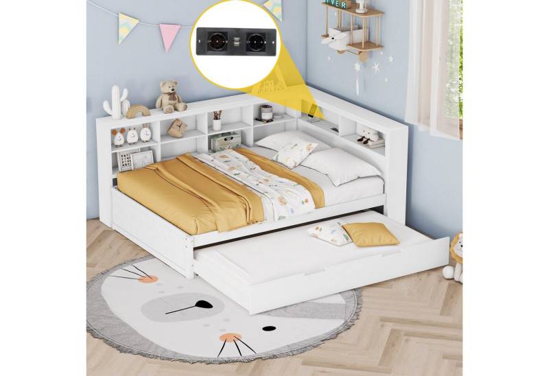 HAUSS SPOLE Schlafsofa 140x200 mit ausziehbarem Bett, USB-Steckdose und Ablagefächern grau von HAUSS SPOLE