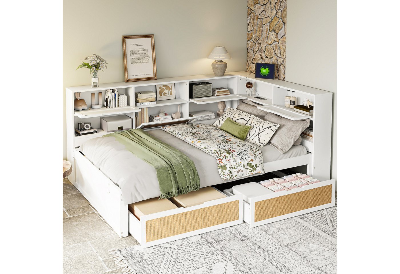 HAUSS SPOLE Schlafsofa 140x200cm mit 2 Schubladen, vielen Staufächern und Ladeanschluss Weiß HAUSS SPOLE Schlafsofa 140x200cm mit 2 Schubladen, vielen Staufächern und Ladeanschluss Weiß von HAUSS SPOLE