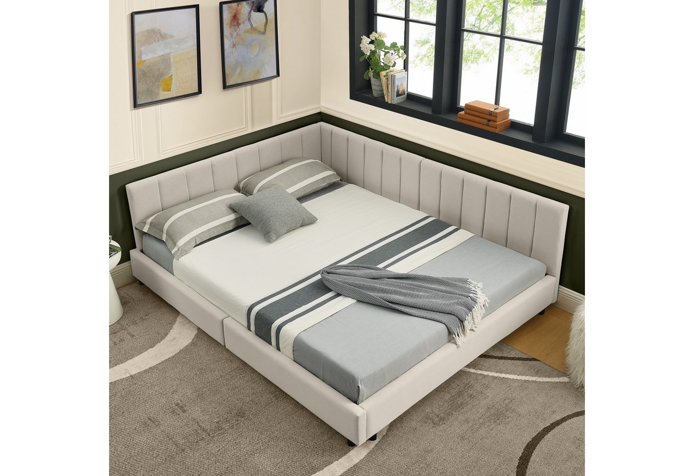 HAUSS SPOLE Schlafsofa 160×200 Polsterbett ohne Matratze Jugendbett mit hoher Rückenlehne von HAUSS SPOLE