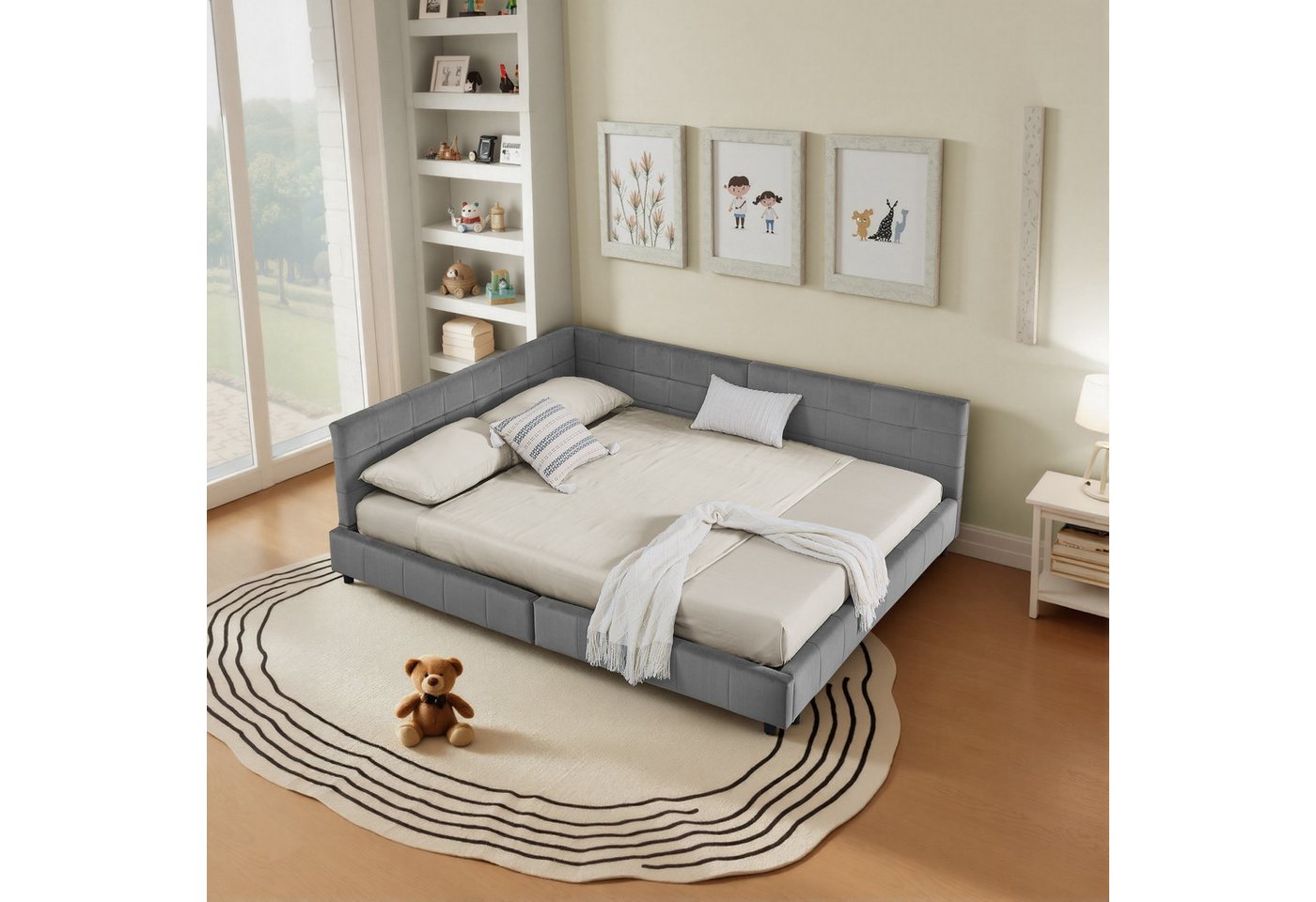 HAUSS SPOLE Schlafsofa 160×200 Polsterbett ohne Matratze Jugendbett mit hoher Rückenlehne von HAUSS SPOLE