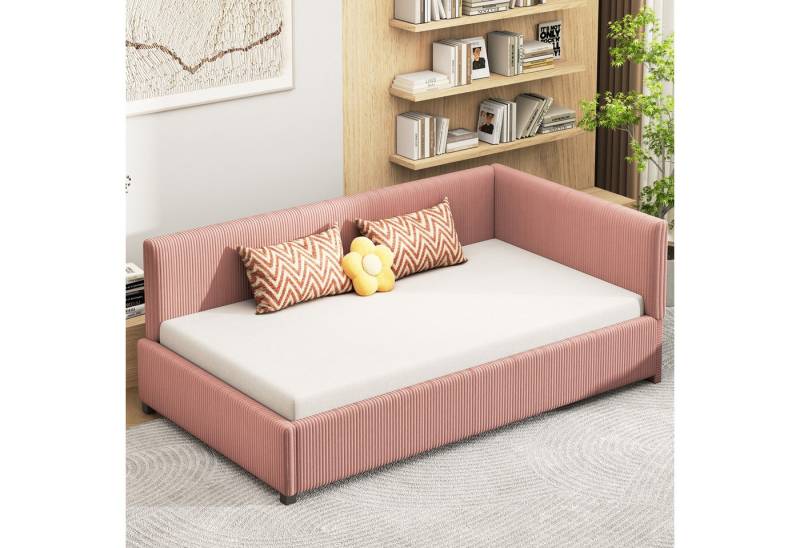 HAUSS SPOLE Schlafsofa 90x200 Multifunktionsbett mit Lattenrost Hautfreundlicher Samt Rosa, Hautfreundlicher Samtstoff, Stabiler Lattenrost, Multifunktionsbett für Jugendzimmer & Gästezimmer, Ohne Matratze von HAUSS SPOLE