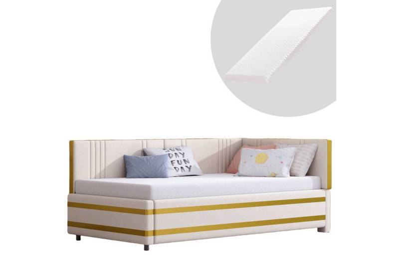 HAUSS SPOLE Schlafsofa 90x200cm Sofabett Multifunktionsbett mit Lattenrost und Matratze Beige von HAUSS SPOLE