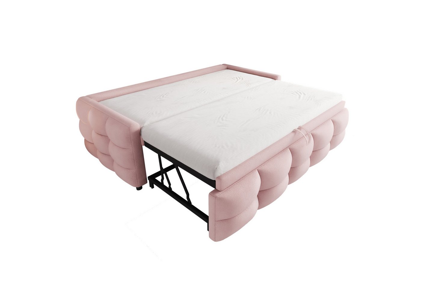 HAUSS SPOLE Schlafsofa Ausziehbares Schlafsofa 90/180x190cm, Teddy Samt Stoff, Rosa, Polsterbett Ausziehbar 90/180 x 190 cm, Teddy-Samt Schlafsofa mit Lattenrost, Multifunktional & Platzsparend für Wohnzimmer & Gästezimmer., mit Relaxfunktion von HAUSS SPOLE