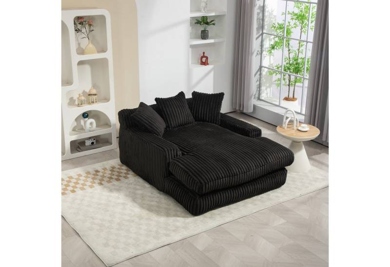 HAUSS SPOLE Schlafsofa Ecksofa Relaxsofa Polstermöbel mit 3 weichen Kissen, dicke Polsterung, Modernes Cord-Schlafsofa Cloud Couch mit 3 Kissen, Ergonomisches Design, Komfortabel, Belastbarkeit 150 kg, ideal für Wohnzimmer, Büro & Schlafzimmer., mit Relaxfunktion von HAUSS SPOLE