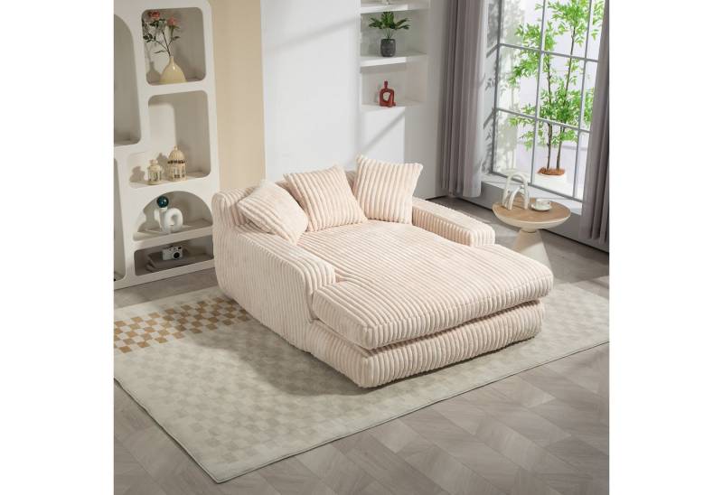 HAUSS SPOLE Schlafsofa Ecksofa Relaxsofa Polstermöbel mit 3 weichen Kissen, dicke Polsterung, Modernes Cord-Schlafsofa Cloud Couch mit 3 Kissen, Ergonomisches Design, Komfortabel, Belastbarkeit 150 kg, ideal für Wohnzimmer, Büro & Schlafzimmer., mit Relaxfunktion von HAUSS SPOLE