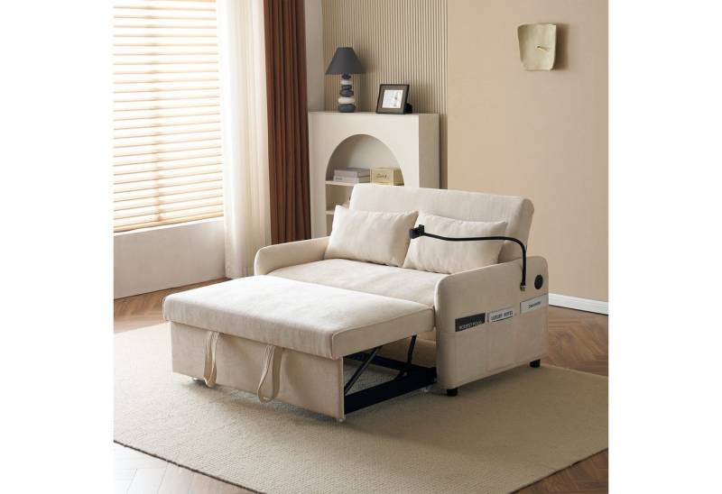 HAUSS SPOLE Schlafsofa Ecksofa mit verstellbare Rückenlehne, USB-Ladeanschluss, Rädern von HAUSS SPOLE