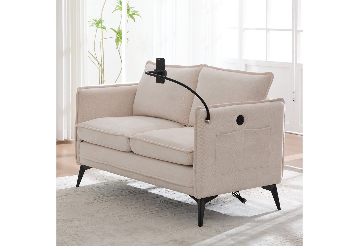 HAUSS SPOLE Schlafsofa Kleine sofa 2 sitzer mit Seitentasche,Modernes Wohnzimmersofa beige HAUSS SPOLE Schlafsofa Kleine sofa 2 sitzer mit Seitentasche,Modernes Wohnzimmersofa beige von HAUSS SPOLE