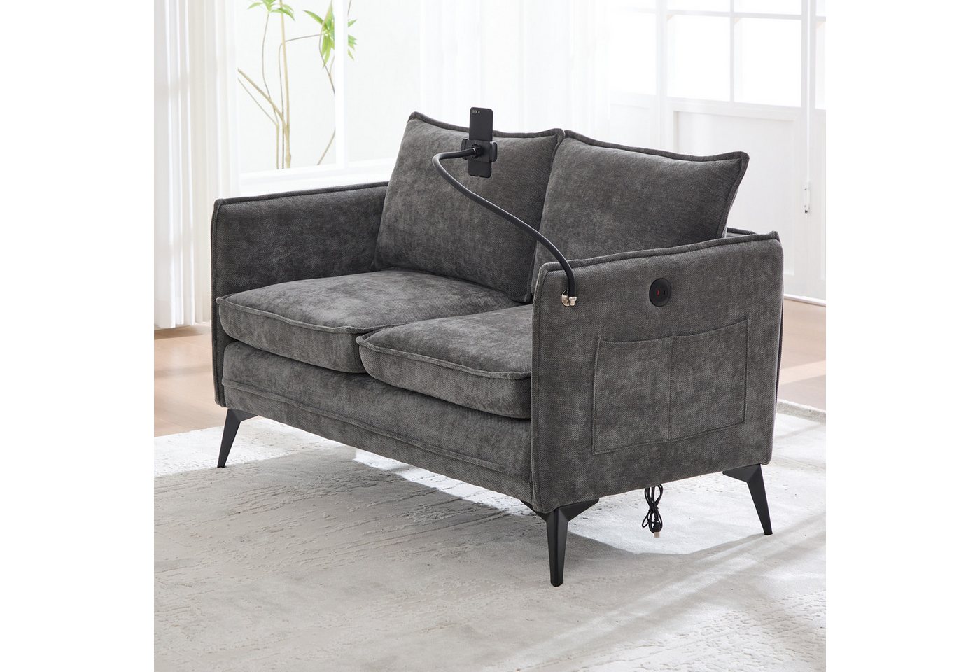 HAUSS SPOLE Schlafsofa Kleine sofa 2 sitzer mit Seitentasche,Modernes Wohnzimmersofa grau HAUSS SPOLE Schlafsofa Kleine sofa 2 sitzer mit Seitentasche,Modernes Wohnzimmersofa grau von HAUSS SPOLE