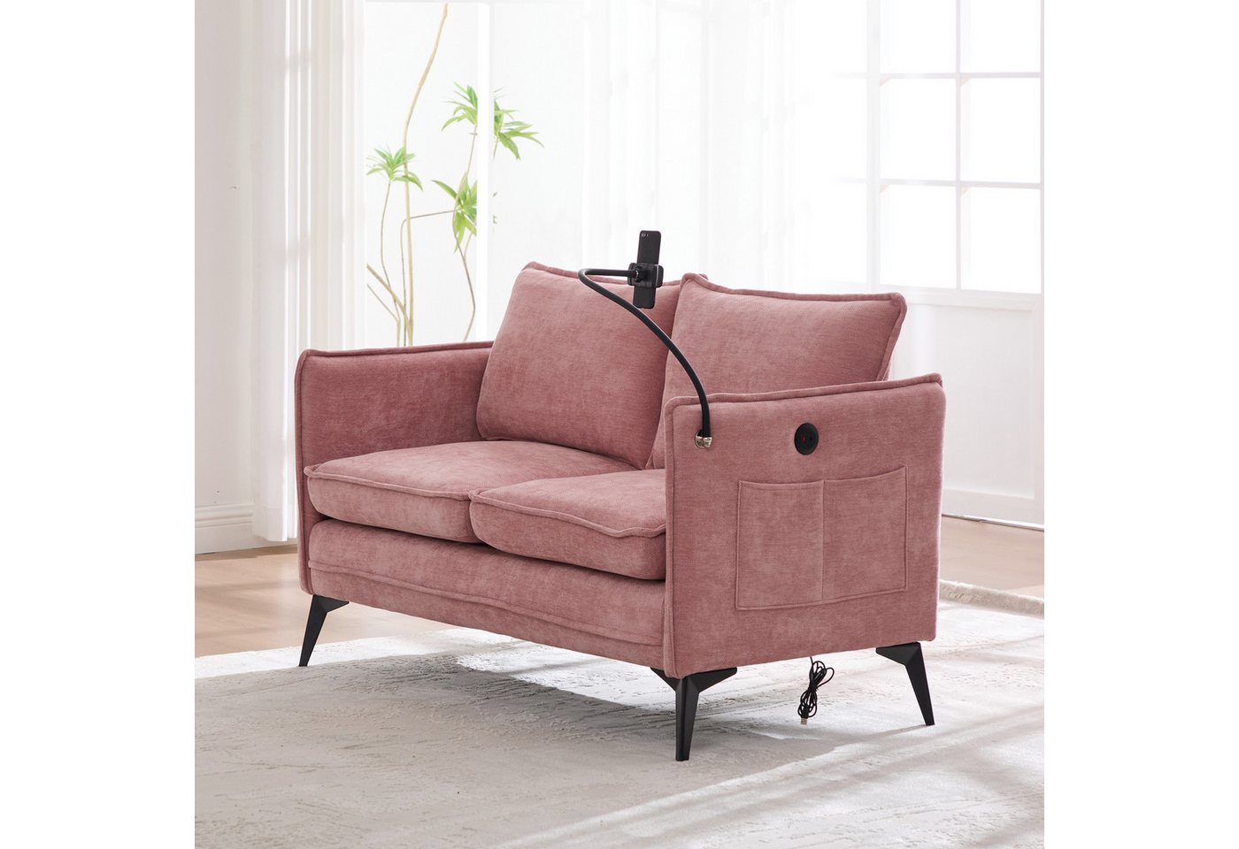 HAUSS SPOLE Schlafsofa Kleine sofa 2 sitzer mit Seitentasche,Modernes Wohnzimmersofa rosa HAUSS SPOLE Schlafsofa Kleine sofa 2 sitzer mit Seitentasche,Modernes Wohnzimmersofa rosa von HAUSS SPOLE