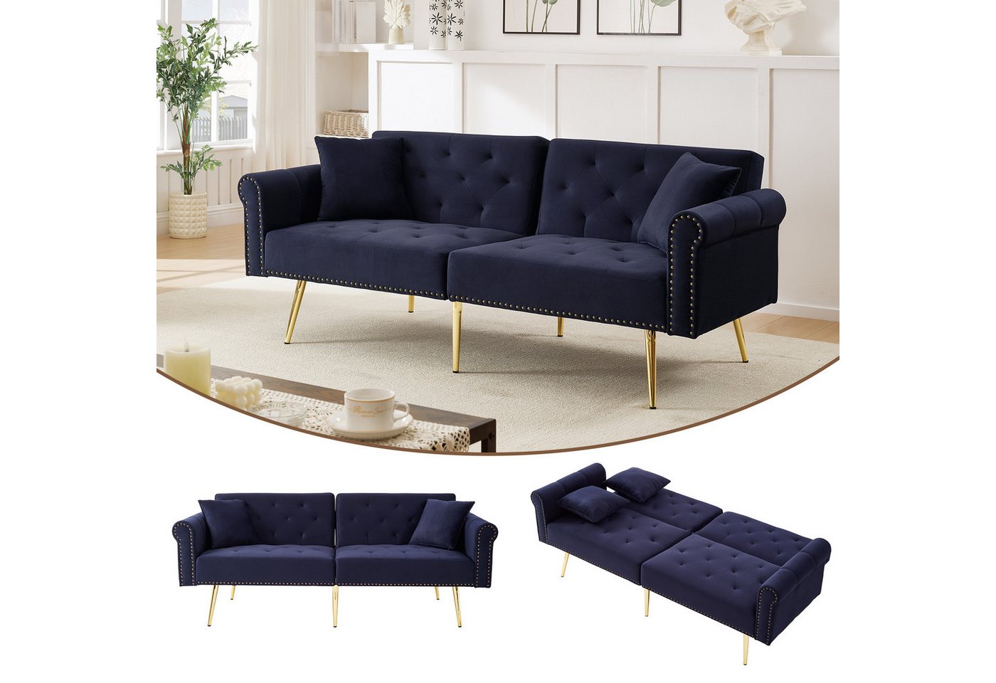 HAUSS SPOLE Schlafsofa Moderne 2-Sitzer-Schlafsofa mit Rückenlehne mit 3-stufiger Verstellung von HAUSS SPOLE