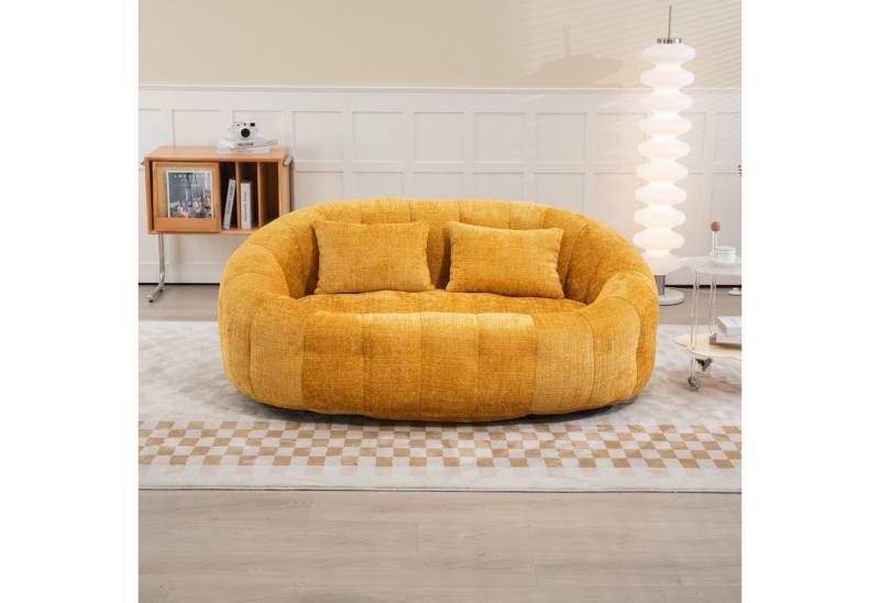 HAUSS SPOLE Schlafsofa Sitzsack Relaxsessel Posterstuhl, Extrabreit Lazy Sofa mit 2 Kissen, Lazy Sofa Bean Bag für Erwachsene & Kinder – Chenille Stuhl mit Memory-Schaum, bequem und langlebig – Ideal für Wohnzimmer, Schlafzimmer & Konferenzraum – Einfacher Einsatz ohne Montage, 150 kg Belastbarkeit, mit Relaxfunktion von HAUSS SPOLE
