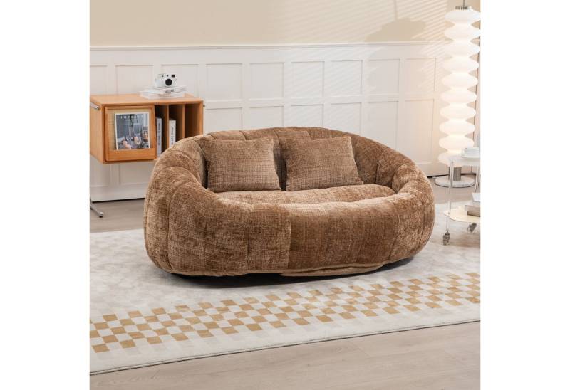 HAUSS SPOLE Schlafsofa Sitzsack Relaxsessel Posterstuhl, Extrabreit Lazy Sofa mit 2 Kissen, Lazy Sofa Bean Bag für Erwachsene & Kinder – Chenille Stuhl mit Memory-Schaum, bequem und langlebig – Ideal für Wohnzimmer, Schlafzimmer & Konferenzraum – Einfacher Einsatz ohne Montage, 150 kg Belastbarkeit, mit Relaxfunktion von HAUSS SPOLE