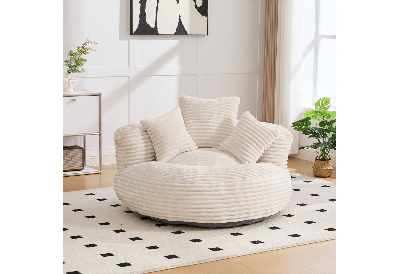 HAUSS SPOLE Schlafsofa Sitzsack Relaxsessel Posterstuhl, Extrabreit Lazy Sofa mit 3 Kissen von HAUSS SPOLE