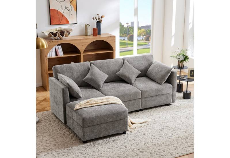 HAUSS SPOLE Schlafsofa l-form Couch mit schlaffunktion,3-Sitzer Ecksofa mit Fußhocker,Grau HAUSS SPOLE Schlafsofa l-form Couch mit schlaffunktion,3-Sitzer Ecksofa mit Fußhocker,Grau von HAUSS SPOLE