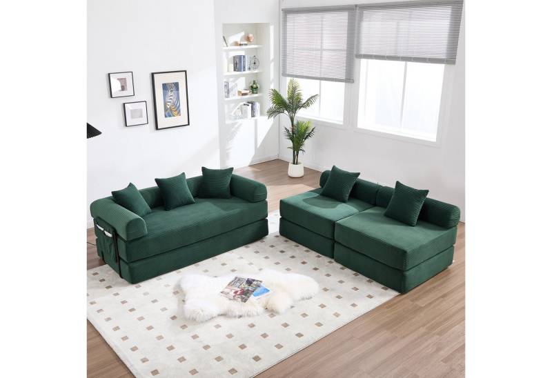 HAUSS SPOLE Schlafsofa mit Schlaffunktion Ecksofa mit Stauraum Wohnzimmersofa,Smaragd von HAUSS SPOLE