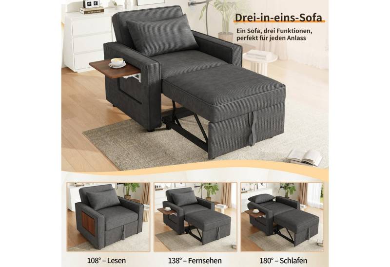 HAUSS SPOLE Schlafsofa mit Schlaffunktion Klappsofa Cord-Relaxsessel mit Getränkehalter, USB HAUSS SPOLE Schlafsofa mit Schlaffunktion Klappsofa Cord-Relaxsessel mit Getränkehalter, USB von HAUSS SPOLE