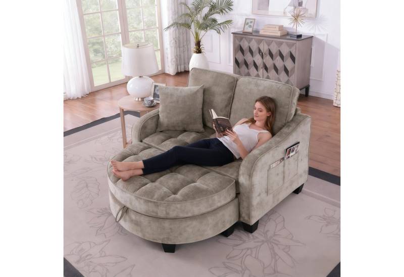 HAUSS SPOLE Schlafsofa mit Schlaffunktion Wohnzimmersofa Multifunktionales Sofa mit Hocker von HAUSS SPOLE