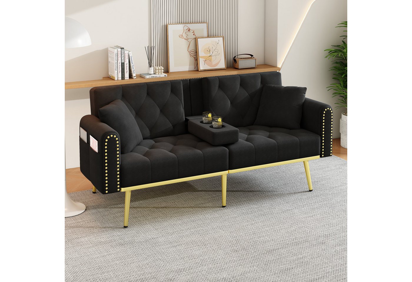 HAUSS SPOLE Schlafsofa mit bettfunktion 2 sitzer Klappsofa mit Getränkehalter für Wohn/Schlaf, Freizeitsofa, Polstersofa 1 Teile, mit Liegefunktion, drei verstellbaren Neigungswinkeln. HAUSS SPOLE Schlafsofa mit bettfunktion 2 sitzer Klappsofa mit Getränkehalter für Wohn/Schlaf, Freizeitsofa, Polstersofa 1 Teile, mit Liegefunktion, drei verstellbaren Neigungswinkeln. von HAUSS SPOLE