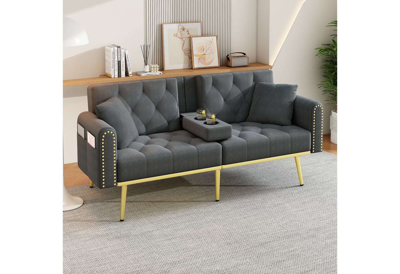 HAUSS SPOLE Schlafsofa mit bettfunktion 2 sitzer Klappsofa mit Getränkehalter für Wohn/Schlaf, Freizeitsofa, Polstersofa 1 Teile, mit Liegefunktion, drei verstellbaren Neigungswinkeln. HAUSS SPOLE Schlafsofa mit bettfunktion 2 sitzer Klappsofa mit Getränkehalter für Wohn/Schlaf, Freizeitsofa, Polstersofa 1 Teile, mit Liegefunktion, drei verstellbaren Neigungswinkeln. von HAUSS SPOLE