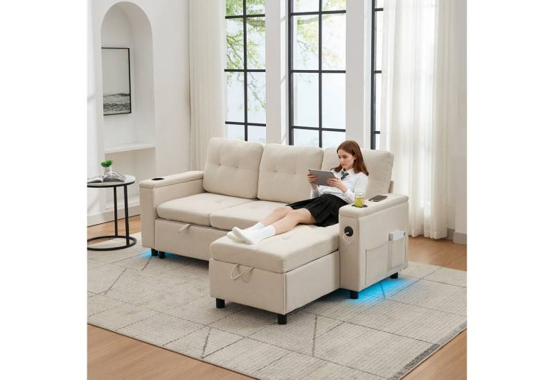 HAUSS SPOLE Schlafsofa mit bettfunktion und bettkasten Klappsofa Ecksofa mit LED-Lichtleiste, Set 1 Teile, Mit LED-Lichtleisten und verstecktem Stauraum HAUSS SPOLE Schlafsofa mit bettfunktion und bettkasten Klappsofa Ecksofa mit LED-Lichtleiste, Set 1 Teile, Mit LED-Lichtleisten und verstecktem Stauraum von HAUSS SPOLE