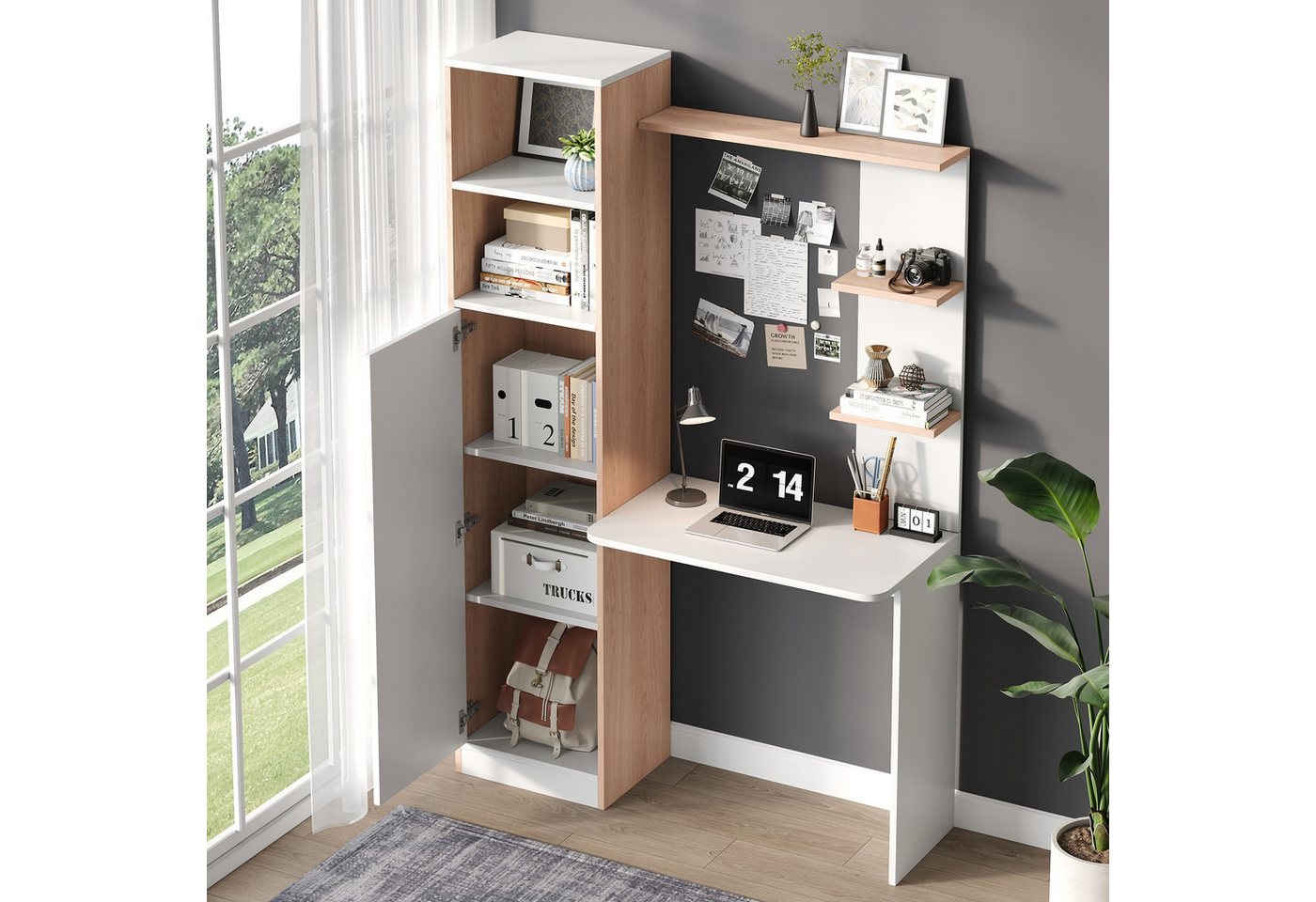 HAUSS SPOLE Schreibtisch mit Türen Arbeitstisch mit Stauraum,Highboard mit offenes Regal HAUSS SPOLE Schreibtisch mit Türen Arbeitstisch mit Stauraum,Highboard mit offenes Regal von HAUSS SPOLE