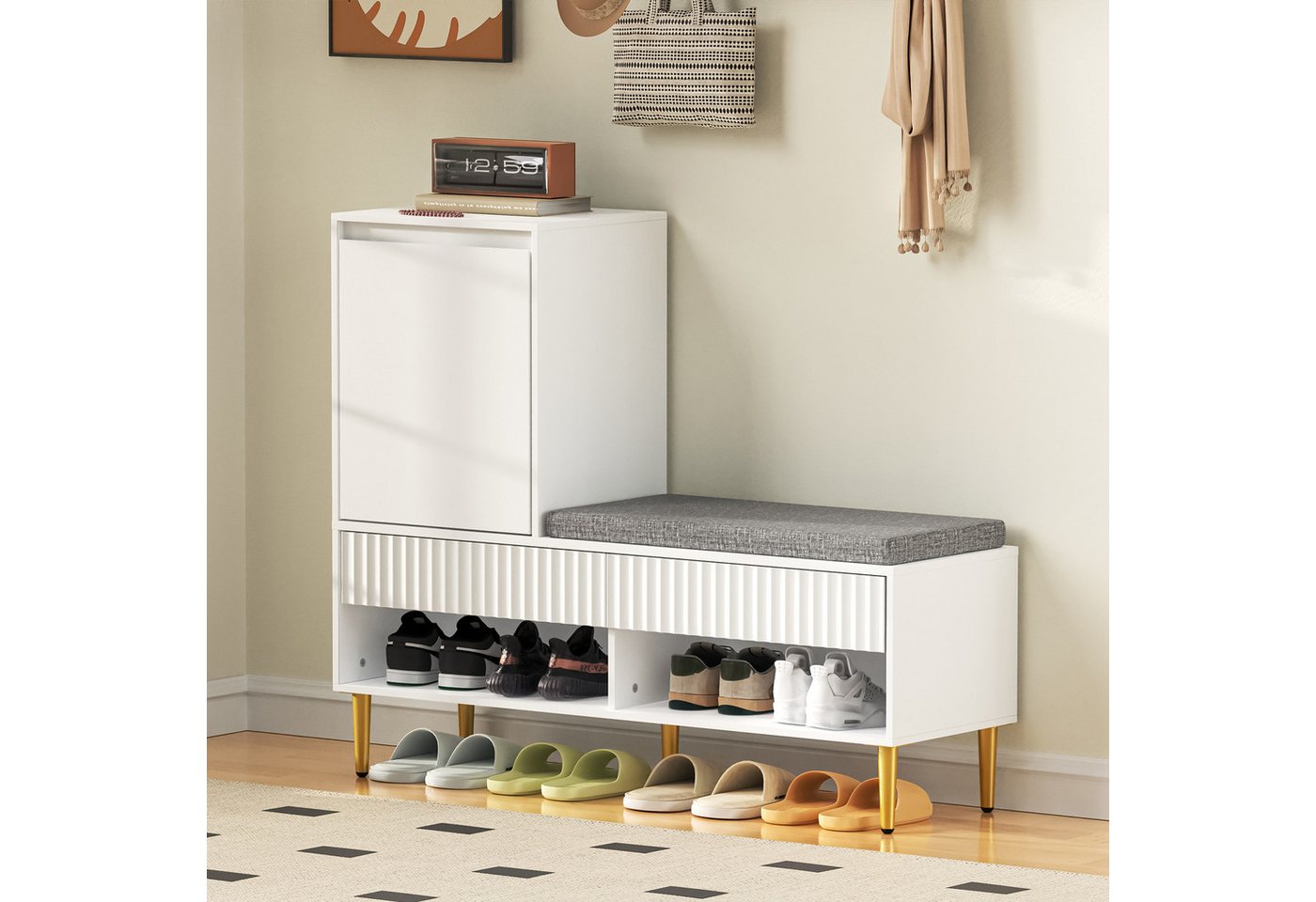 HAUSS SPOLE Schuhschrank mit Sitzbank 100*35*90cm Schuhkommode Schuhkipper Schuhständer HAUSS SPOLE Schuhschrank mit Sitzbank 100*35*90cm Schuhkommode Schuhkipper Schuhständer von HAUSS SPOLE