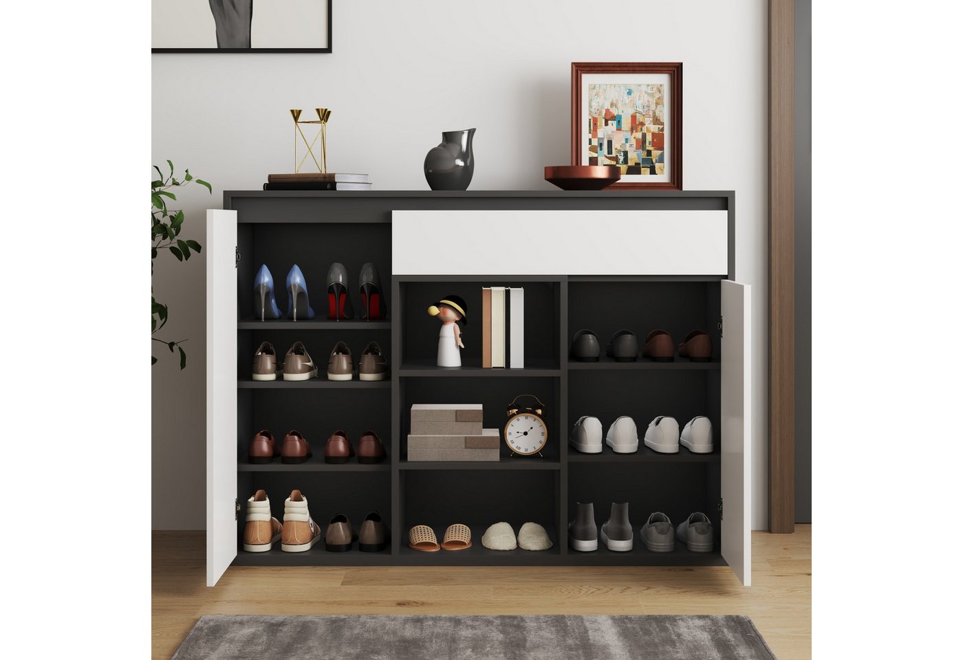 HAUSS SPOLE Schuhschrank mit verstellbarem Regal,Aufwahrungsschrank Schuhregal mit Schublade von HAUSS SPOLE