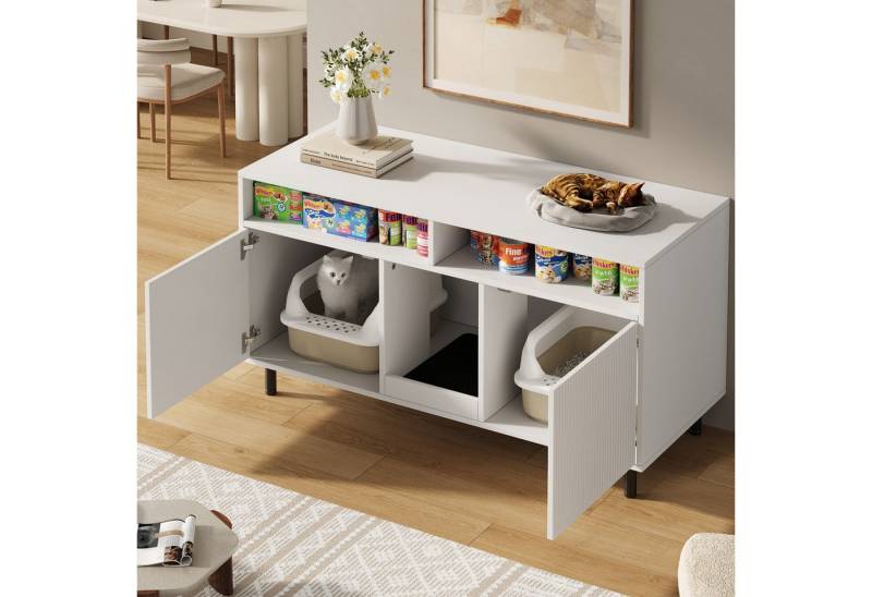 HAUSS SPOLE Sideboard Katzenkloschrank mit Sandauffangmatte,Haustier-Schrank mit Ablage HAUSS SPOLE Sideboard Katzenkloschrank mit Sandauffangmatte,Haustier-Schrank mit Ablage von HAUSS SPOLE