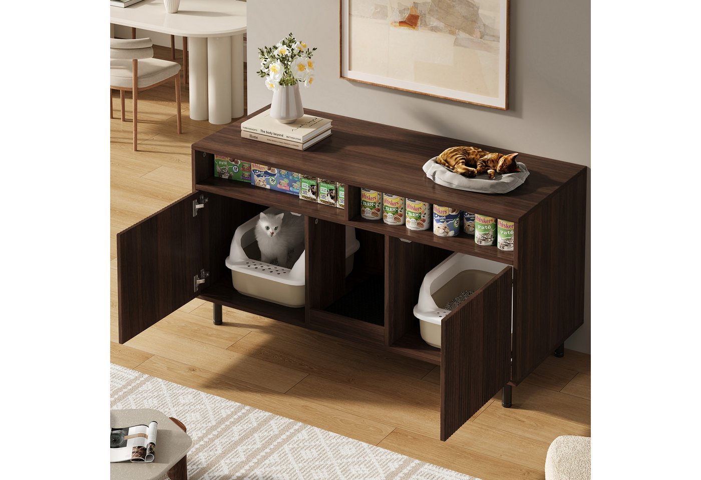 HAUSS SPOLE Sideboard Katzenkloschrank mit Sandauffangmatte,Haustier-Schrank mit Ablage HAUSS SPOLE Sideboard Katzenkloschrank mit Sandauffangmatte,Haustier-Schrank mit Ablage von HAUSS SPOLE