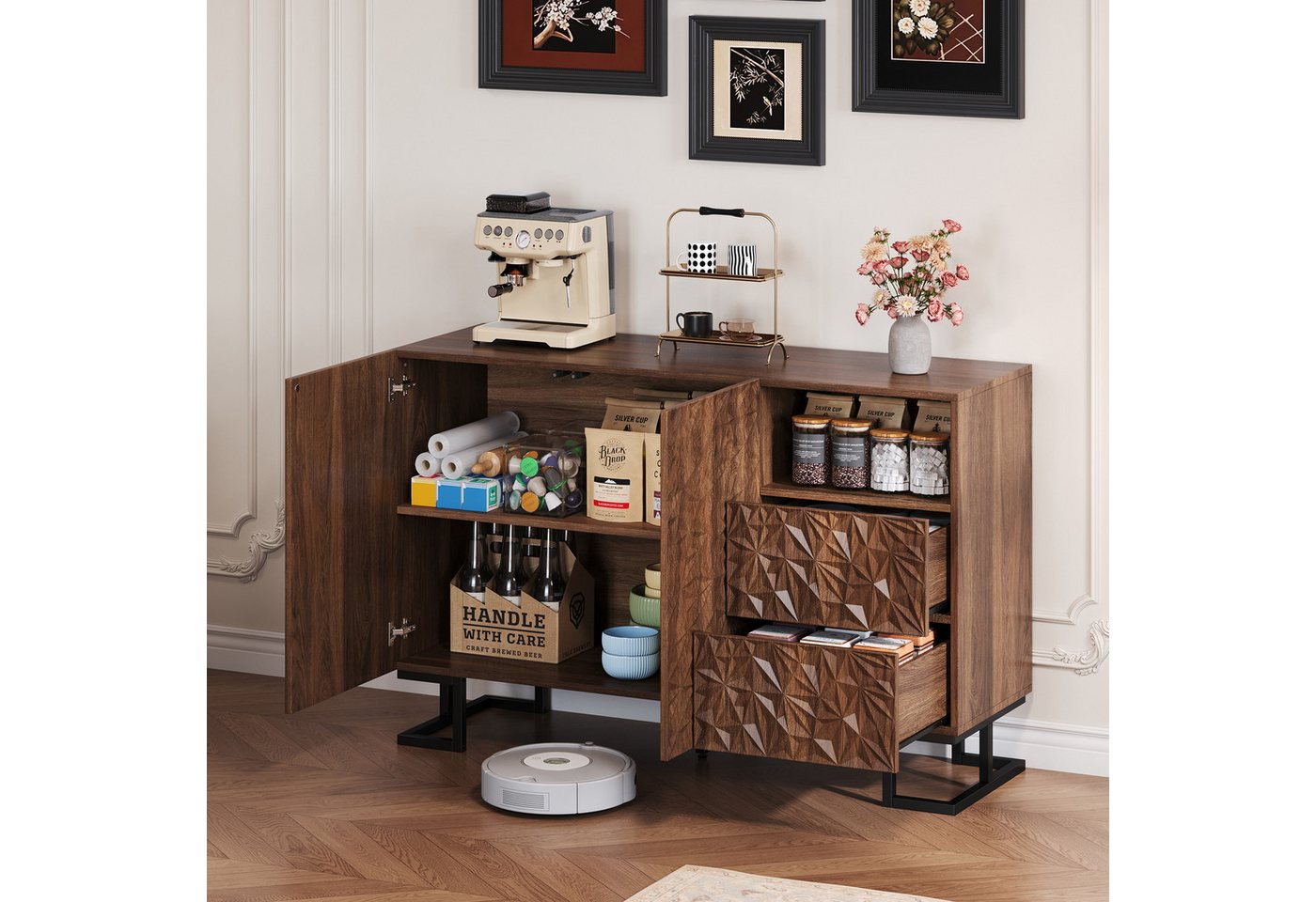 HAUSS SPOLE Sideboard Kommode Beistellschrank mit Blattrelief Buffetschrank mit 2 Schubladen HAUSS SPOLE Sideboard Kommode Beistellschrank mit Blattrelief Buffetschrank mit 2 Schubladen von HAUSS SPOLE