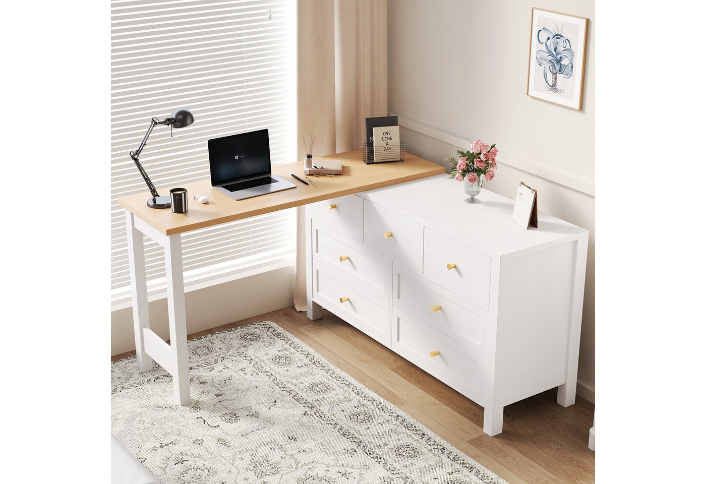 HAUSS SPOLE Sideboard Kommode Schreibtisch mit 7-Schubladen 360° drehbare Schminktisch HAUSS SPOLE Sideboard Kommode Schreibtisch mit 7-Schubladen 360° drehbare Schminktisch von HAUSS SPOLE