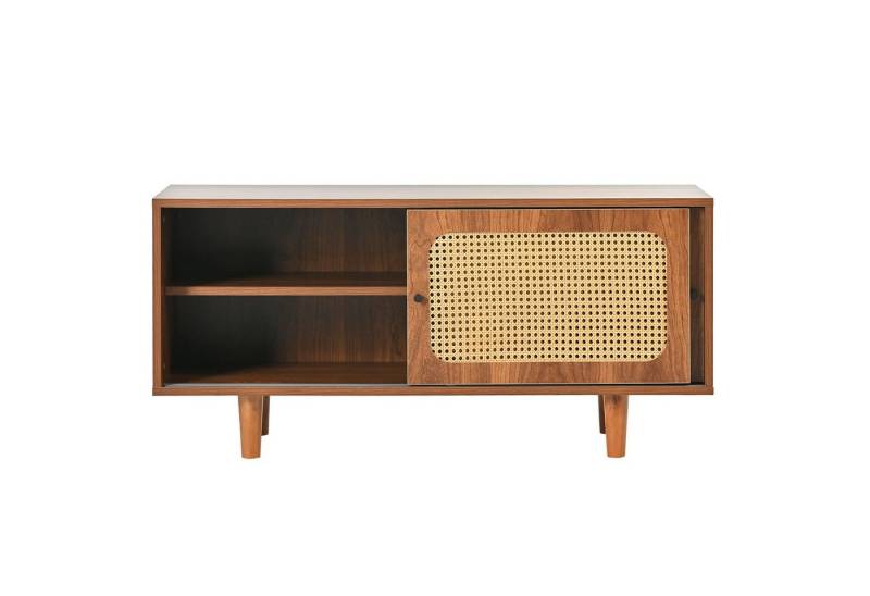 HAUSS SPOLE Sideboard Rattan-Sideboard-Set für Wohnzimmer Kommode und Schuhschrank, Braun (2 St., Kommode 129.8*40*76cm,Schuhschrank 104*40*48cm), Kombination aus Rattan-Kommode und Schuhschrank von HAUSS SPOLE