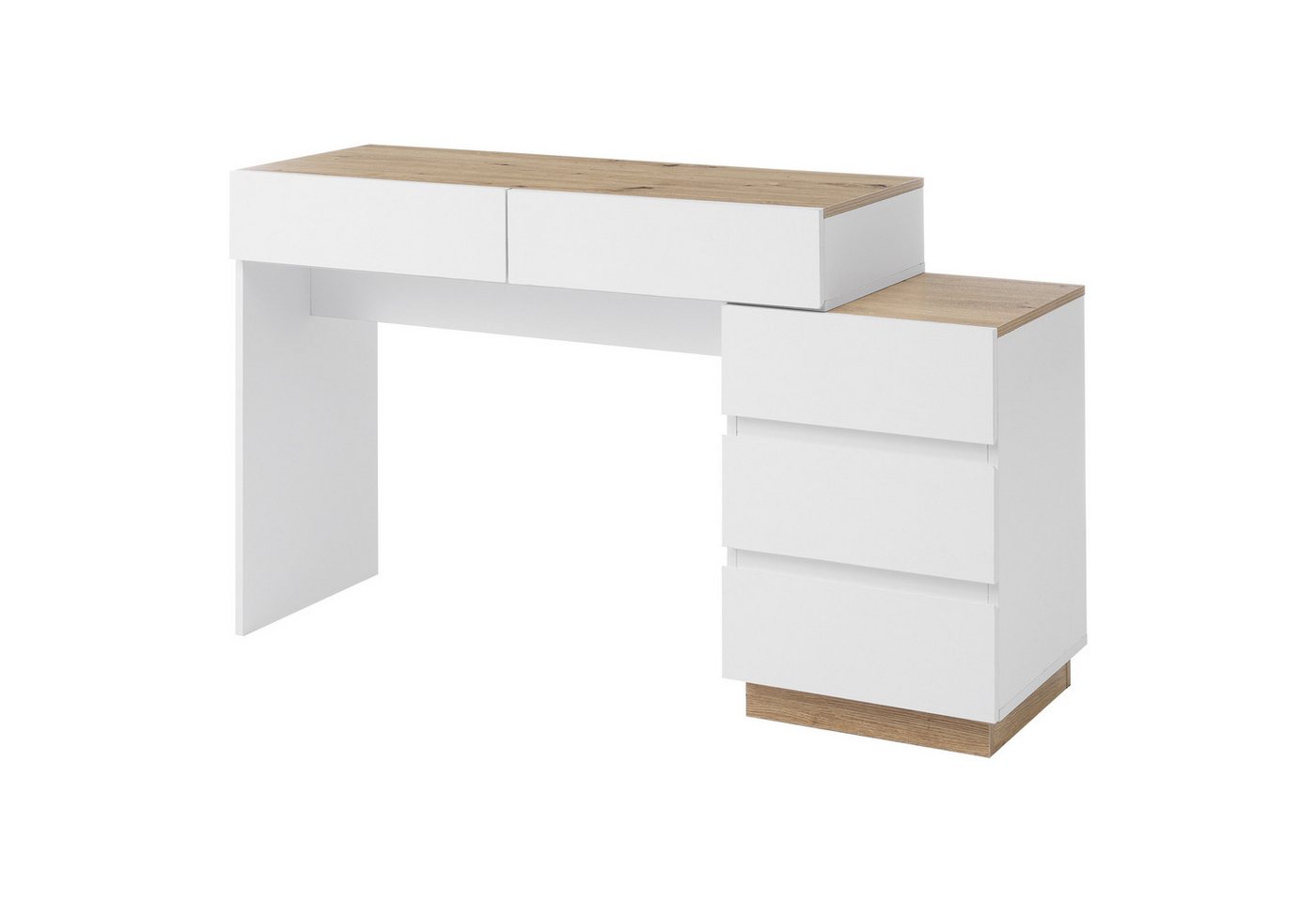 HAUSS SPOLE Sideboard Schreibtisch mit 5 Schubladen für Schlafzimmer, E1-Spanplatte, weiß (5 Schubladen), aus E1-Spanplatte,125*76*39cm von HAUSS SPOLE