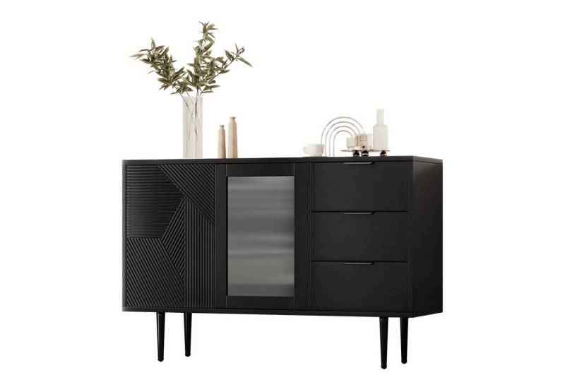 HAUSS SPOLE Sideboard Vitrine 120×38×79.5 cm Küchenschrank mit 3 Schubladen und 2 Türen von HAUSS SPOLE