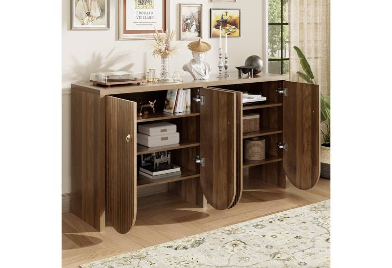 HAUSS SPOLE Sideboard mit 4 Türen, verstellbaren Einlegeböden & Alugriffen für Wohnzimmer (Wohnzimmerschrank, Kommode, 1 St., 4 Türen), mit verstellbaren Einlegeböden & Alugriffen von HAUSS SPOLE