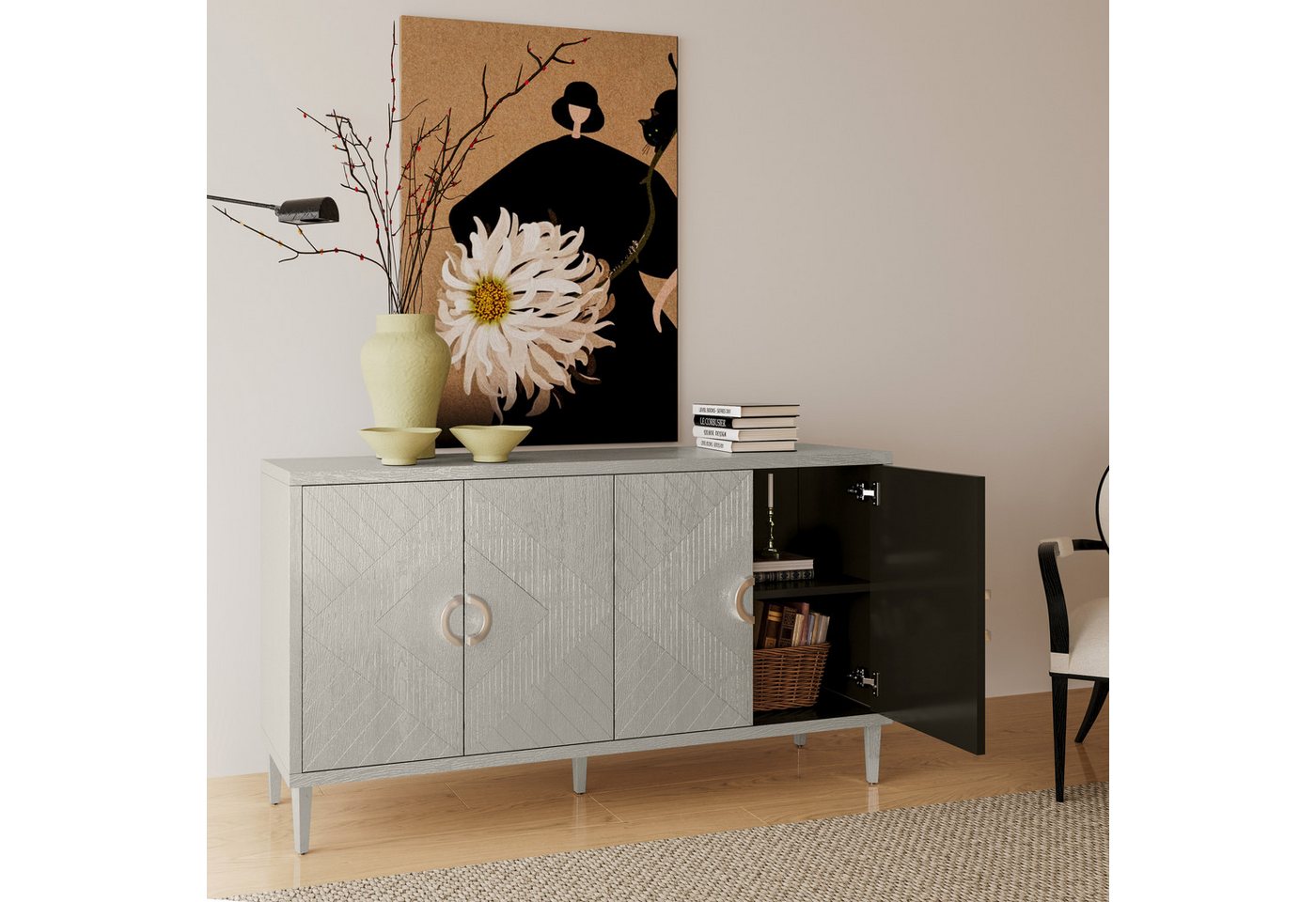 HAUSS SPOLE Sideboard mit Stauraum Buffetschrank Wohnzimmerschrank Anrichte Beistellschrank HAUSS SPOLE Sideboard mit Stauraum Buffetschrank Wohnzimmerschrank Anrichte Beistellschrank von HAUSS SPOLE