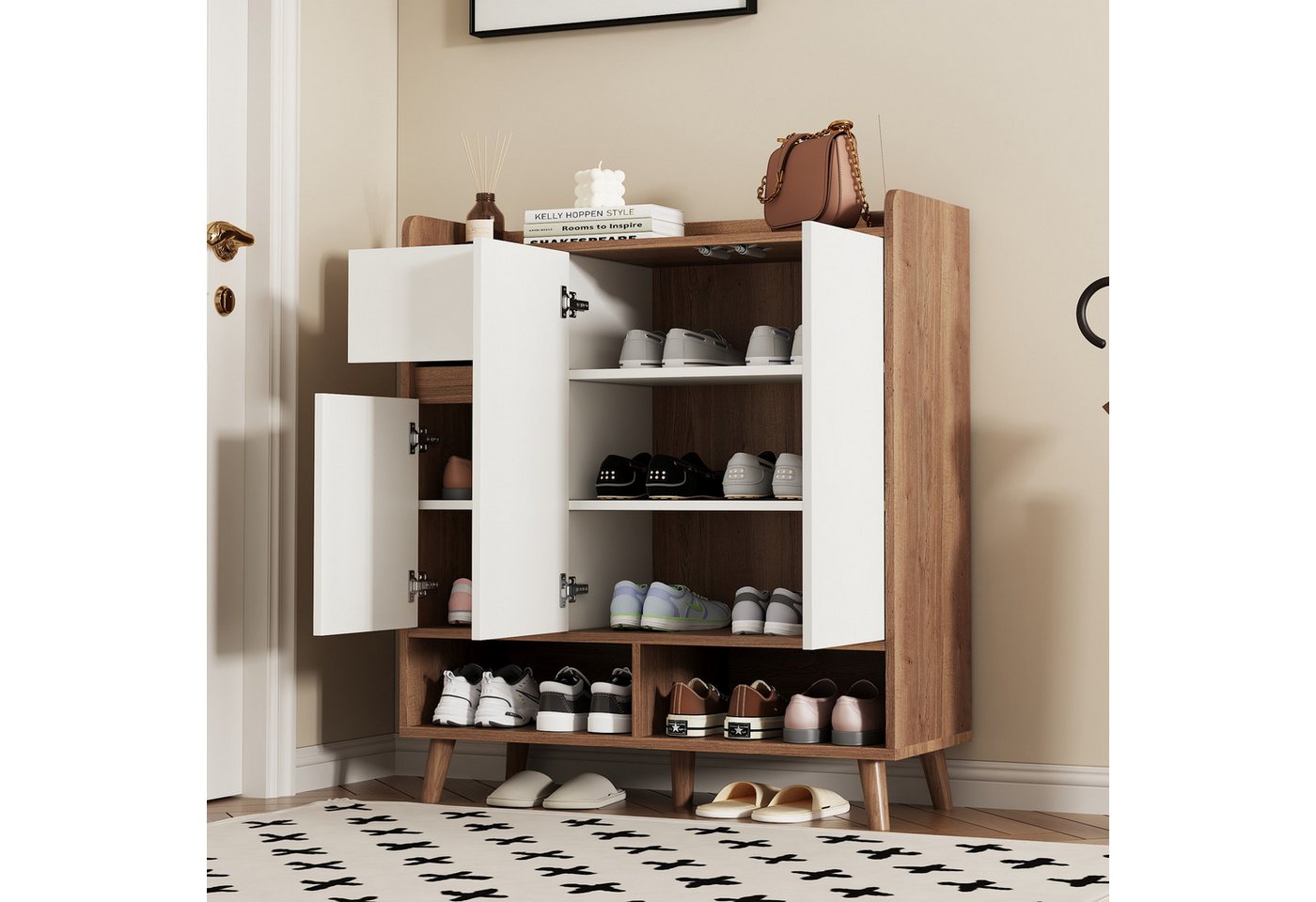 HAUSS SPOLE Sideboard wohnzimmer weiß,Moderne buffetschrank küche mit verstellbaren Regal (Wohnzimmerschrank,Kommode,Anrichte, 1 St., 1 Schublade, 3 Türen), mit verstellbaren Einlegeböden von HAUSS SPOLE