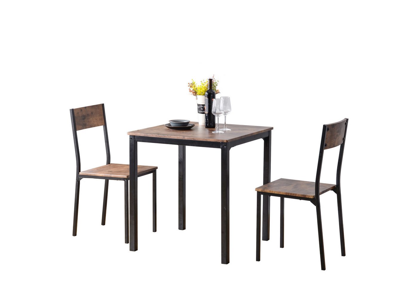 HAUSS SPOLE Sitzgruppe Essgruppe mit Esstisch und Stühle Küchen Esstisch Set, Vintagebraun Beschreibung für Balkon & Esszimmer & Wohnzimmer von HAUSS SPOLE