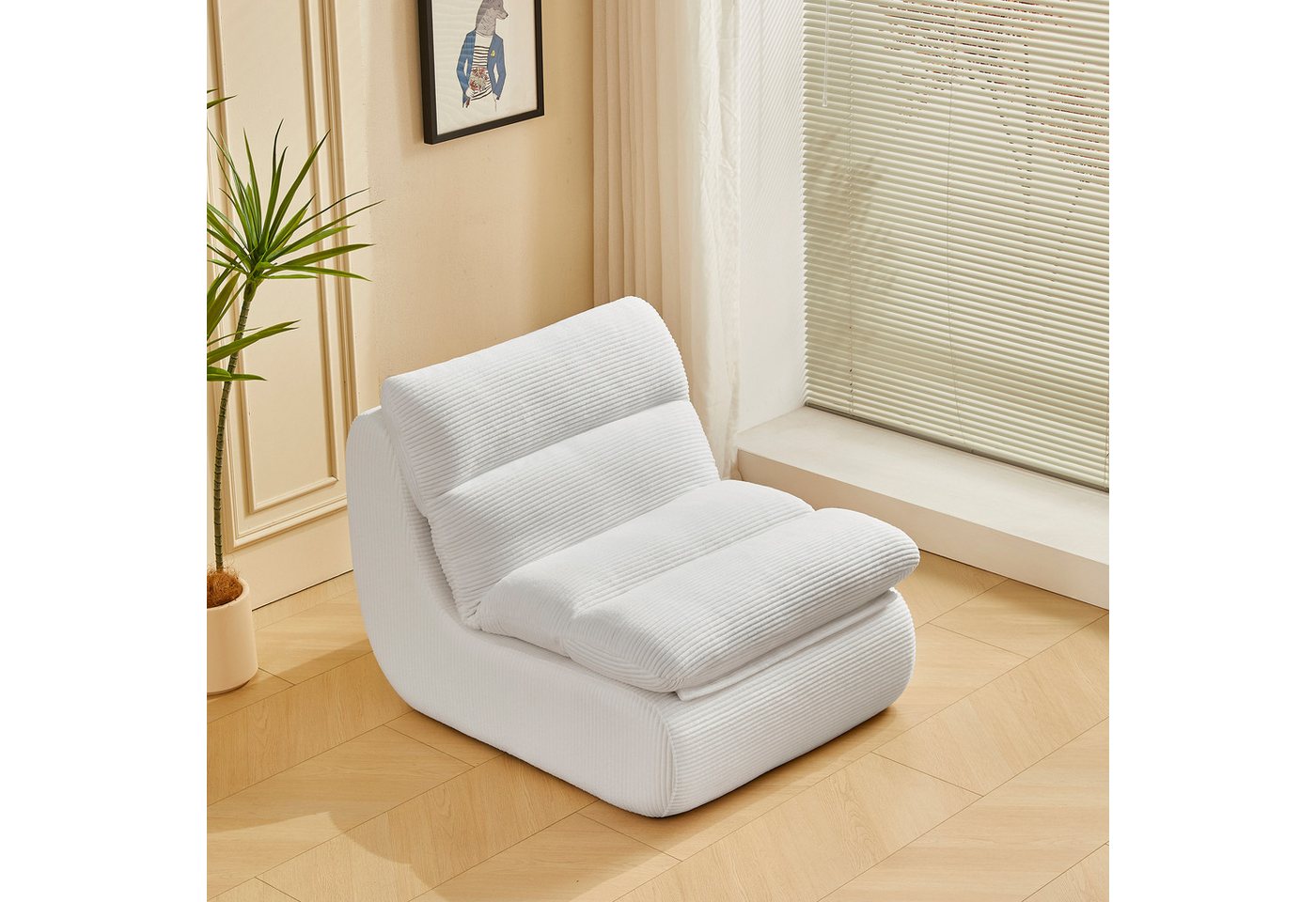 HAUSS SPOLE Sitzsack Lazy Sofa mit Abnehmbares Kissen, hoher Rückenlehne Cordstoff Weiß (1 St) von HAUSS SPOLE