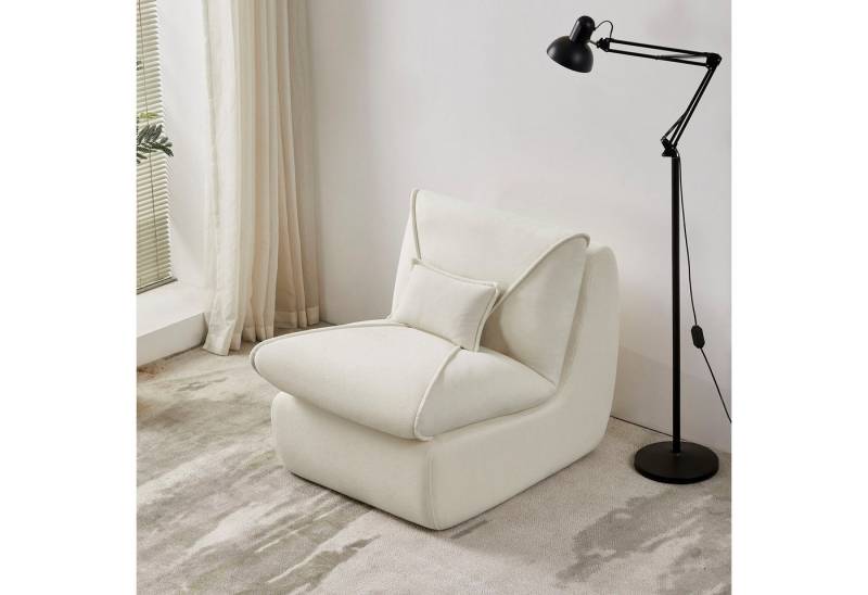 HAUSS SPOLE Sitzsack Lazy Sofa mit hoher Rückenlehne, Kissen, Chenille-Stoff Beige (1 St) von HAUSS SPOLE