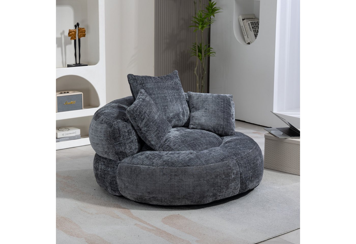 HAUSS SPOLE Sitzsack Sitzsack Relaxsessel Posterstuhl, Extrabreit Lazy Sofa mit 3 Kissen (Lazy Sofa Chenille mit Hohem Rücken & 3 Kissen – Ergonomischer Lounger für Erwachsene & Kinder, Indoor & Outdoor, Gaming Stuhl für Schlafzimmer, Büro, Wohnzimmer – 150 kg Kapazität, 108 x 108 x 52 cm), mit Relaxfunktion HAUSS SPOLE Sitzsack Sitzsack Relaxsessel Posterstuhl, Extrabreit Lazy Sofa mit 3 Kissen (Lazy Sofa Chenille mit Hohem Rücken & 3 Kissen – Ergonomischer Lounger für Erwachsene & Kinder, Indoor & Outdoor, Gaming Stuhl für Schlafzimmer, Büro, Wohnzimmer – 150 kg Kapazität, 108 x 108 x 52 cm), mit Relaxfunktion von HAUSS SPOLE