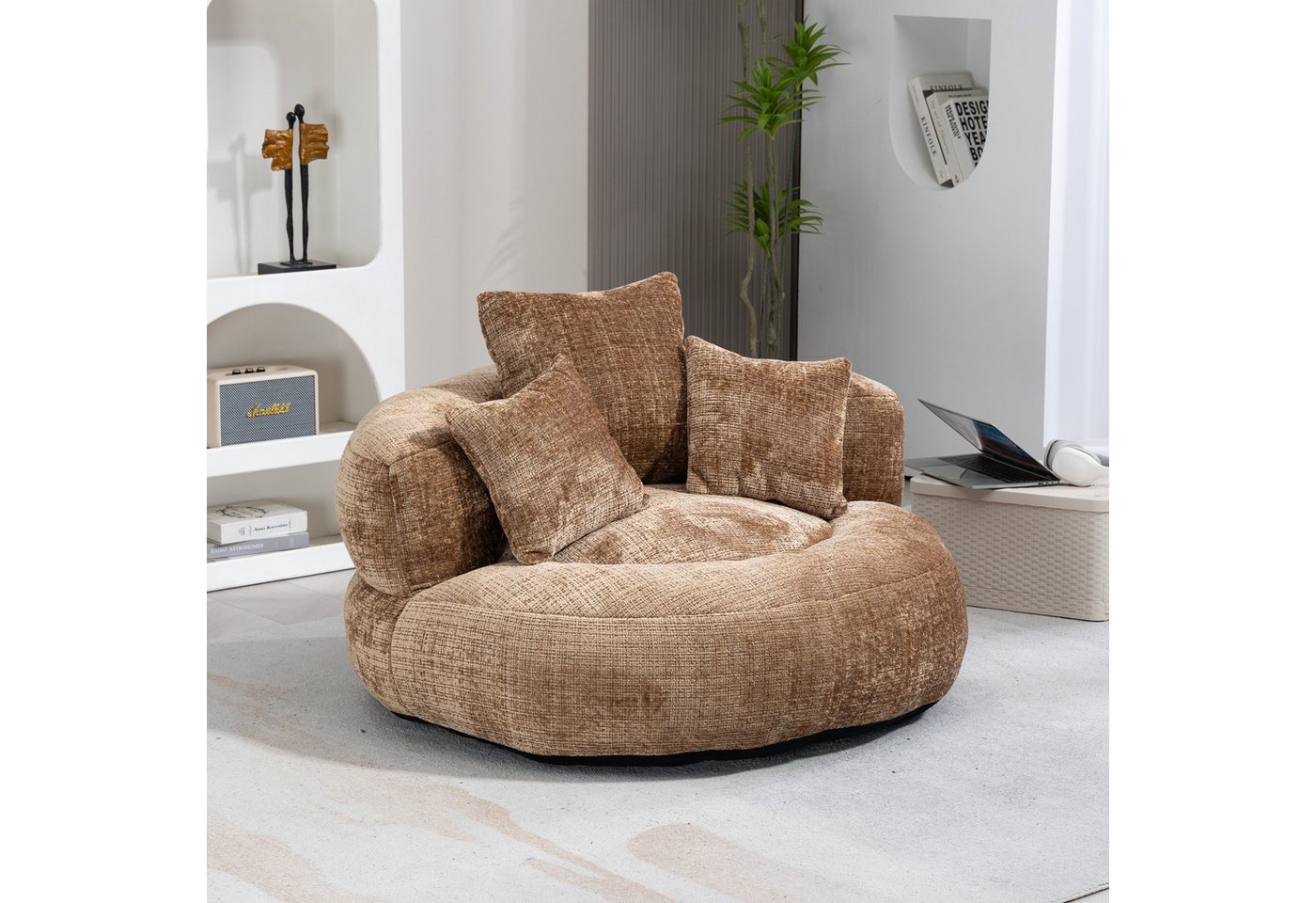 HAUSS SPOLE Sitzsack Sitzsack Relaxsessel Posterstuhl, Extrabreit Lazy Sofa mit 3 Kissen (Lazy Sofa Chenille mit Hohem Rücken & 3 Kissen – Ergonomischer Lounger für Erwachsene & Kinder, Indoor & Outdoor, Gaming Stuhl für Schlafzimmer, Büro, Wohnzimmer – 150 kg Kapazität, 108 x 108 x 52 cm), mit Relaxfunktion HAUSS SPOLE Sitzsack Sitzsack Relaxsessel Posterstuhl, Extrabreit Lazy Sofa mit 3 Kissen (Lazy Sofa Chenille mit Hohem Rücken & 3 Kissen – Ergonomischer Lounger für Erwachsene & Kinder, Indoor & Outdoor, Gaming Stuhl für Schlafzimmer, Büro, Wohnzimmer – 150 kg Kapazität, 108 x 108 x 52 cm), mit Relaxfunktion von HAUSS SPOLE