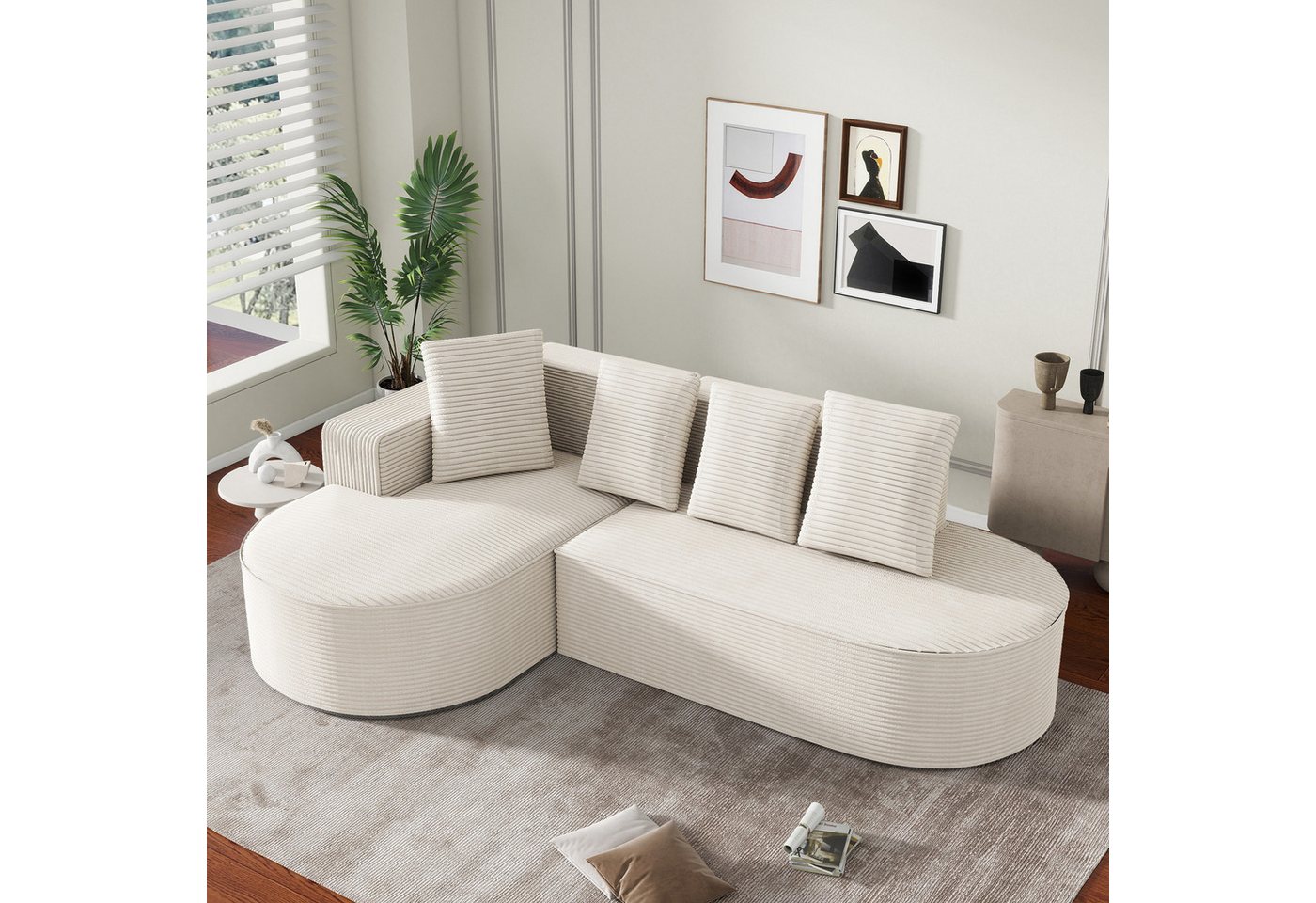 HAUSS SPOLE Sofa mit bettfunktion,couch mit schlaffunktion,Ecksofa mit Dicke Polsterung, Modulares Cloud-Kombinationssofa mit L-Liegestühlen – Keine Montage erforderlich, Hochelastische Schaumstofffüllung, Weicher Velvet-Stoff., mit Relaxfunktion von HAUSS SPOLE