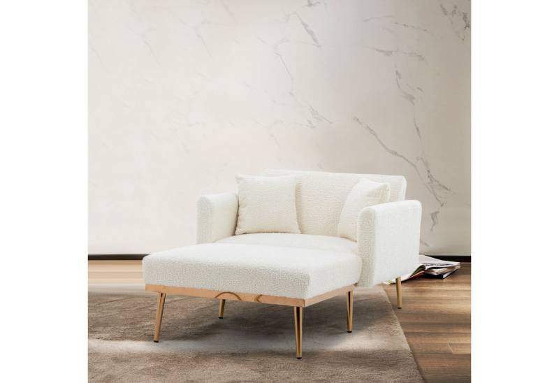 HAUSS SPOLE Sofa sessel mit schlaffunktion,verstellbare Schlafsofa wohnzimmer,weiß, Verstellbarer Ruhesessel mit 3 Positionen, Komfortable Polsterung, Armlehnen und Kissen von HAUSS SPOLE