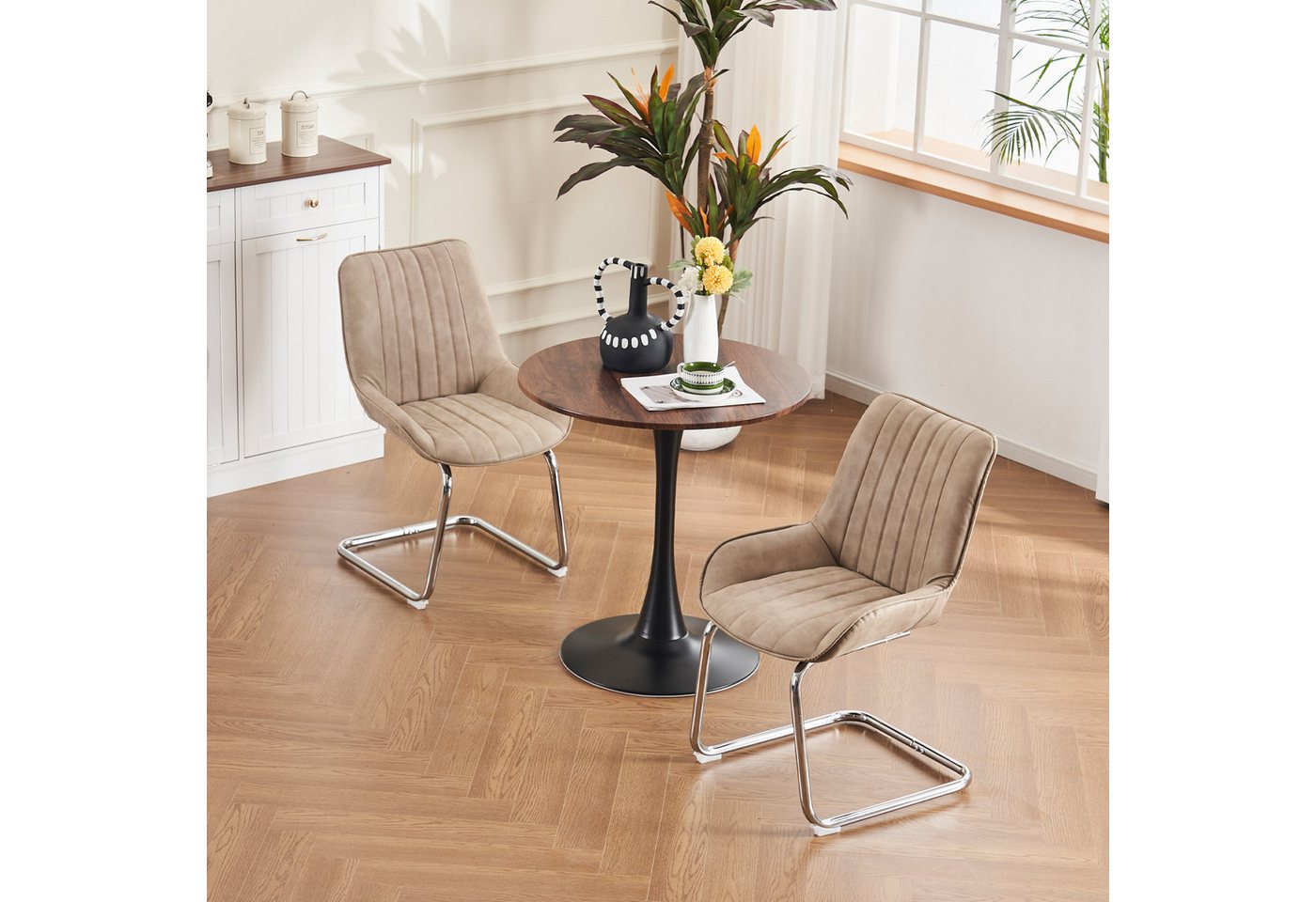 HAUSS SPOLE Stuhl 2er-set Küchenstuhl Freischwinger Relaxsessel Frisiertischstuhl (Kunstleder Esszimmer Stühle im 2er Set – Komfortable Polsterung., 2 St) von HAUSS SPOLE